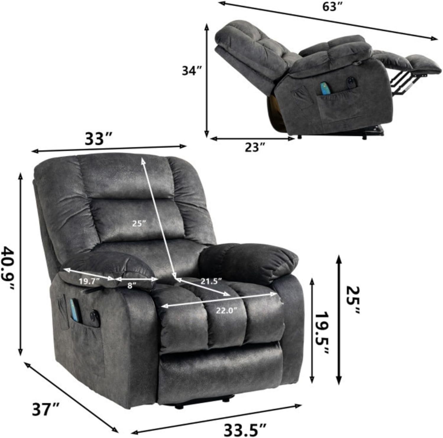 Large Fabric Power Lift Chairs Recliner for Elderly Oversized Dual Motor Lift Recliner, Electric Recliner Chair with Infinity Position