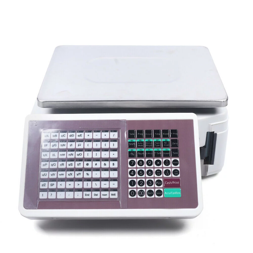 Price Computing Scale with Thermal Label Printer Up to 66lb Weighing Range Pole Display Scale for Supermarket (with Mobile APP) Electronic Weight