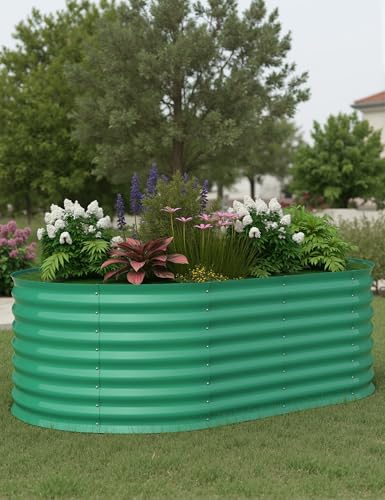 10x4x1.5ft Raised Garden Bed,Galvanized Raised Planter Boxes Outdoor with Easy Assembly, Large Garden Bed for Vegetables, Fruits, Flower