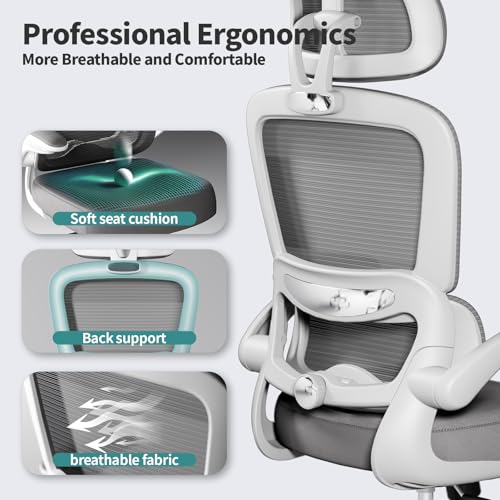 TRALT Office Chair Ergonomic Desk Chair, 330 LBS Home Mesh Office Desk Chairs with Wheels, Comfortable Gaming Chair