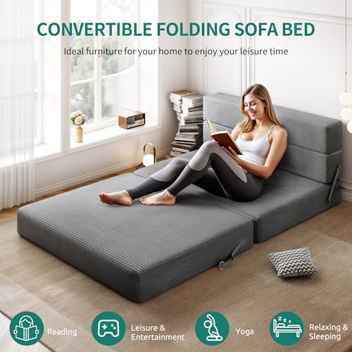 YITAHOME Convertible Folding Sofa Bed, Corduroy Fabric Fold Out Chair Bed