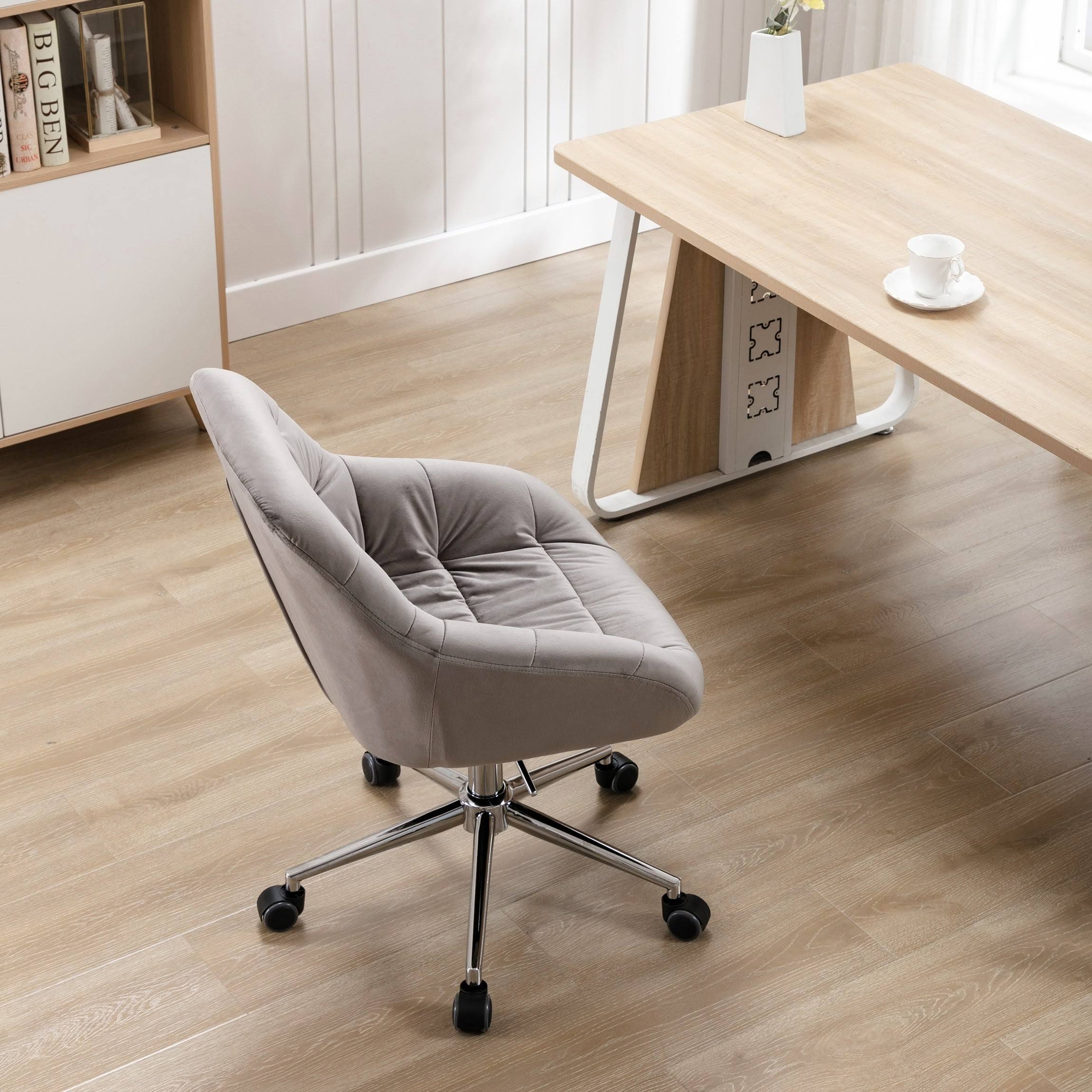 Fabric Upholstered Swivel Ergonomic Adjustable Height Homeoffice Task Chair - Dark Grey