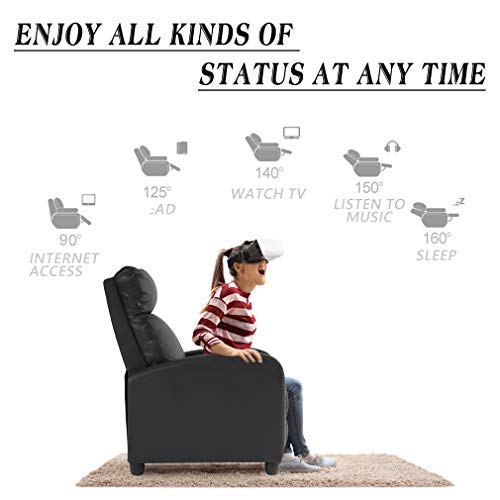 BestMassage | Recliner Chair | with 2 Point Massage Function | Black | with Lumbar Support, Adjustable Push Back, Wide Armrests