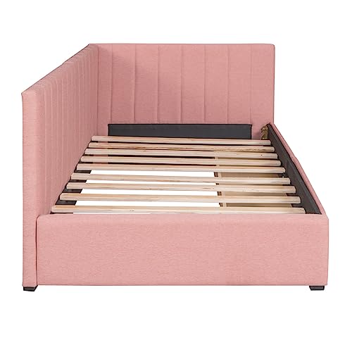 TRIPLE TREE Upholstered Daybed with 2 Storage Drawers,Twin Size Sofa Bed Frame No Box Spring Needed,Sofa Bed Couch for Bedroom Living Room