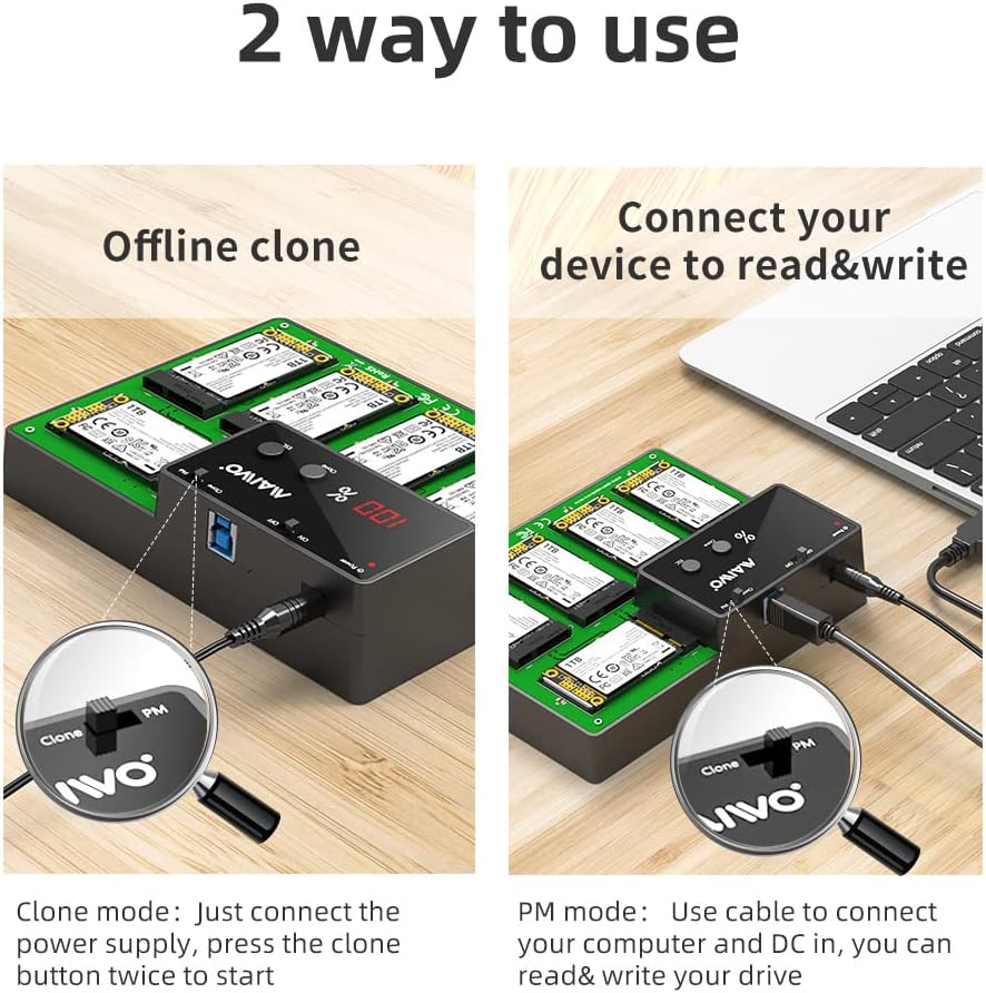 MAIWO K3016S 2 Bay m.2 SATA Docking Station, Tool-Free Type C to SATA SSD External Hard Drive Enclosure for B + M Key