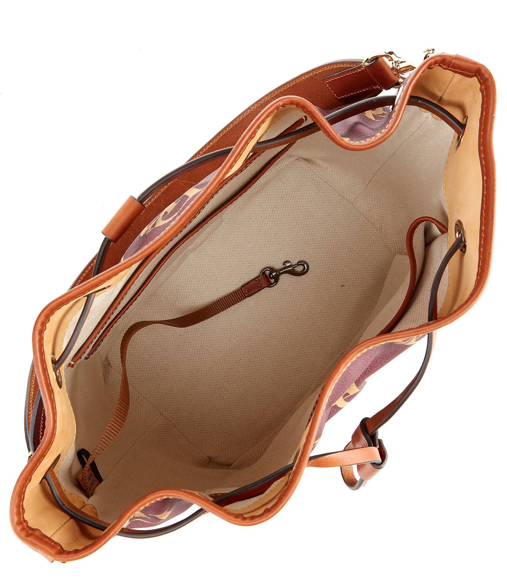 Dooney Bourke Monogrammed Collection Drawstring Bucket Bag - Avocado