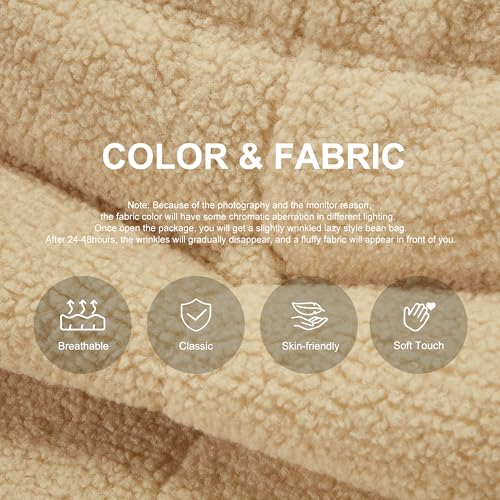 Bean Bag Chairs for Adults Giant Bean Bag Chair Memory Foam BeanBag Chair Big Bean Bag Sofa with Filler Faux Fur Fireside Beanbags Lazy Sofa for