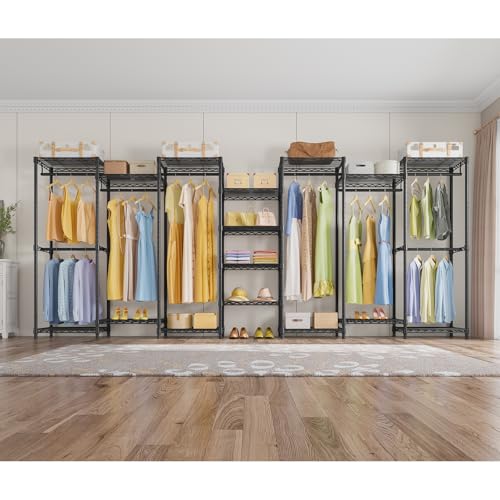VIPEK V5 Portable Closet Wardrobe Heavy Duty Clothes Rack, Freestanding Clothing Rack with 4 Hang Rods & 8 Shelves, Adjustable Closet Racks