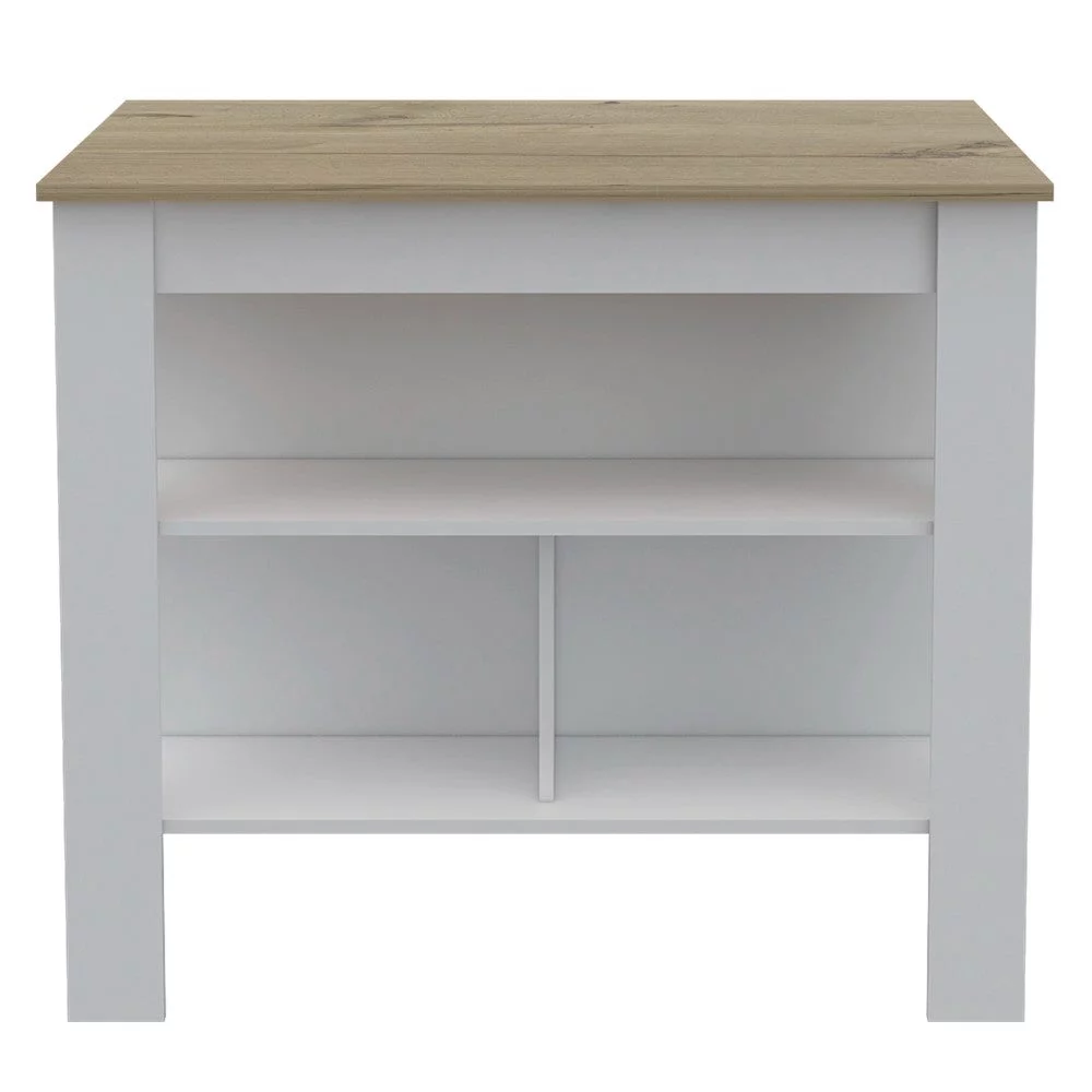Treevol Furniture, Kitchen Island Dozza, Indoor, Manufactured Wood, White / Light Oak Finish-Kitchen