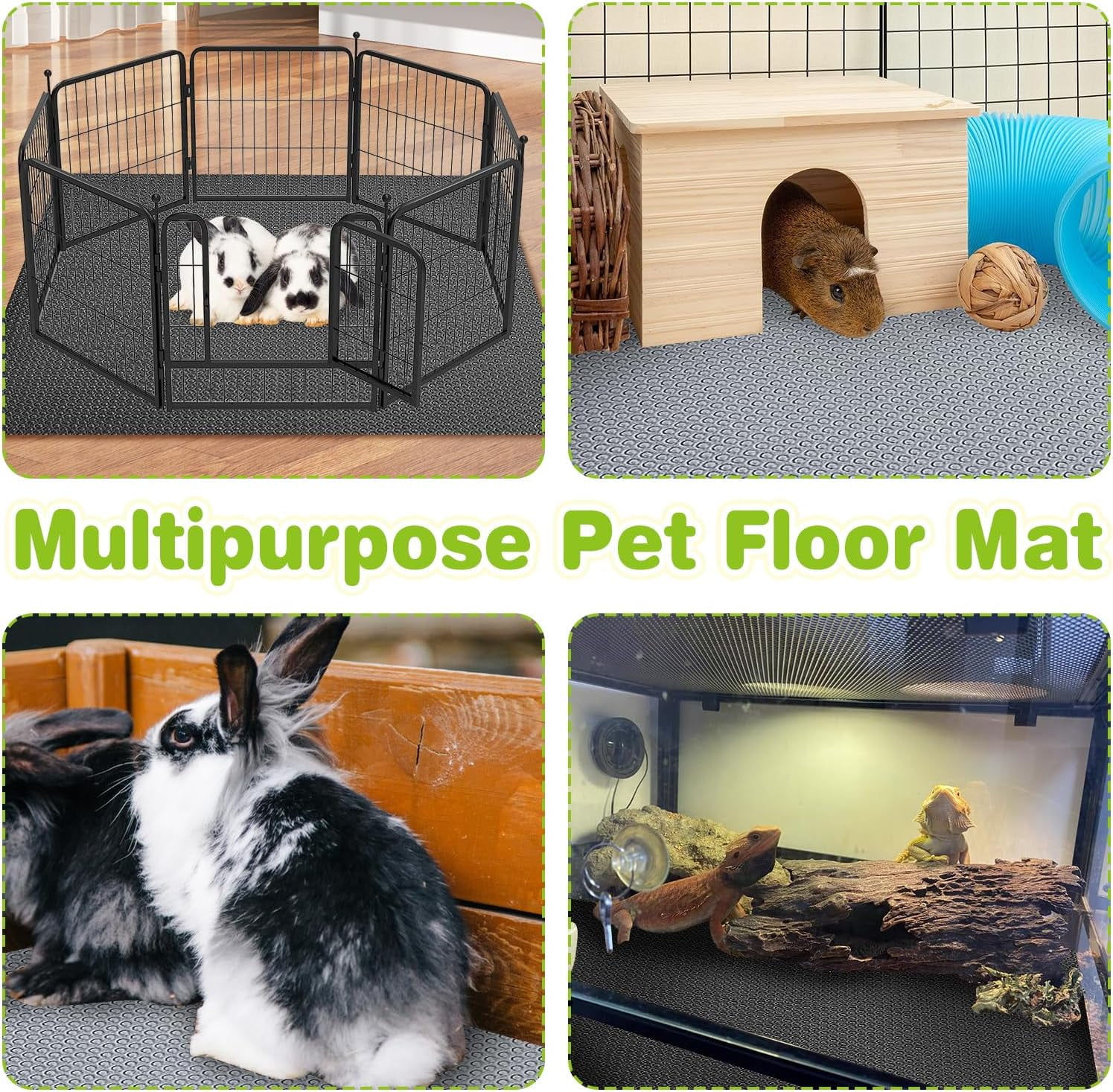 Waterproof Pet Cage Liner 2 Pack 118x18inch Reusable Floor Mat for Rabbit Dog Guinea  Chinchilla Ferret