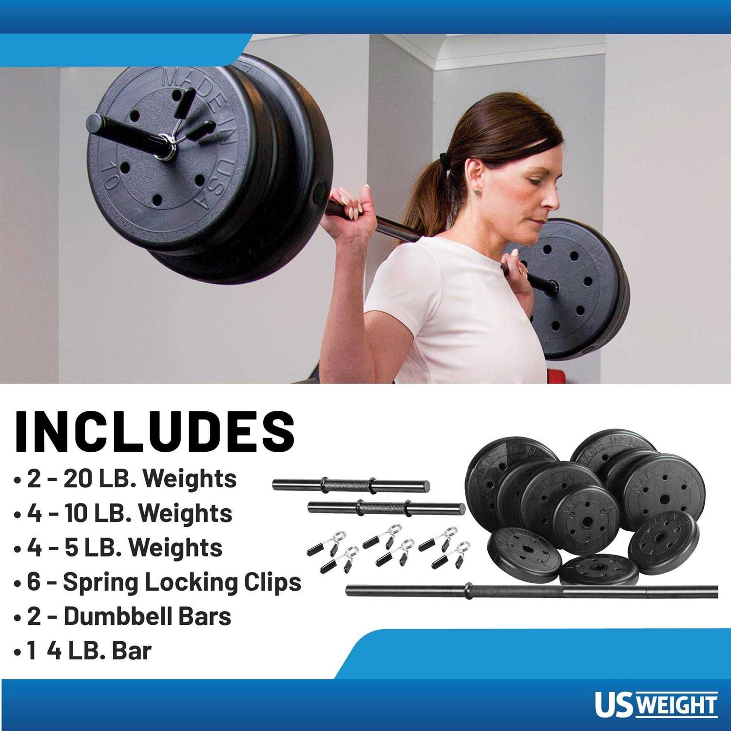 US Weight Duracast 105 lb Barbell Weight Set - Sports Supplies Online Store