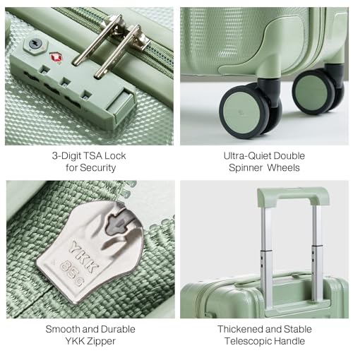 Hanke 29 Inch Luggage Suitcases With Spinner Wheels Lightweight PC hardside Rolling Suitcase With Travel Lock, Checked-Large 29-Inch(Blackish Green)
