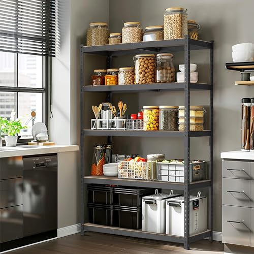 WORKPRO 5-Tier Metal Shelving Unit, 48”W x 24”D x 72”H, Heavy Duty Adjustable Storage Rack, 4000 lbs Load Capacity (Total), for Garage, Basement