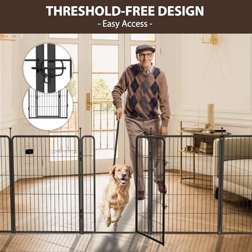mestyl Dog Play Pen Indoors, Heavy Duty Metal Puppy Playpen, Portable Dog Exercise Pen Temporary Pet Fence with Gate