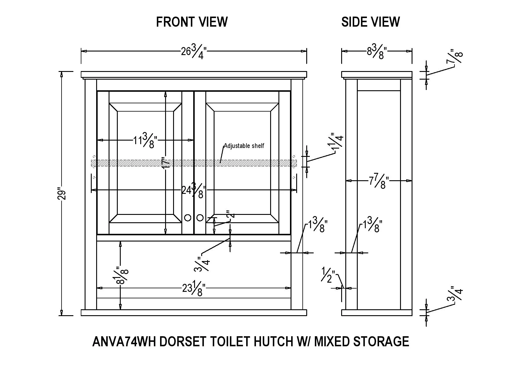 Dorset 27"W x 29"H Wall Mounted Bath Storage Cabinet with Two Doors and Open Shelf