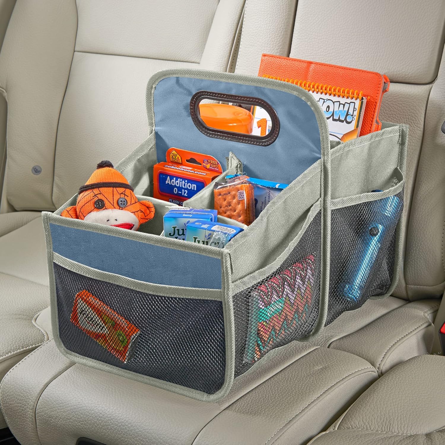 High Road Front and Back Seat Car Organizer Caddy with Movable Dividers (Black)