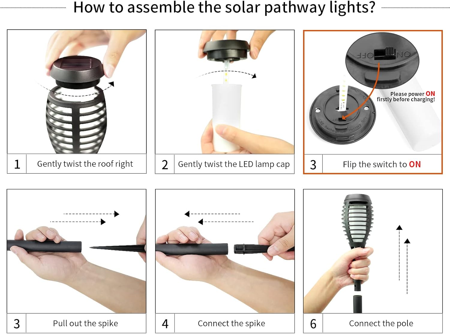 SOLATINO Solar Torch Light with Flickering Flame, 12 Pack Landscape Decoration Solar Torch Lights Halloween Christmas