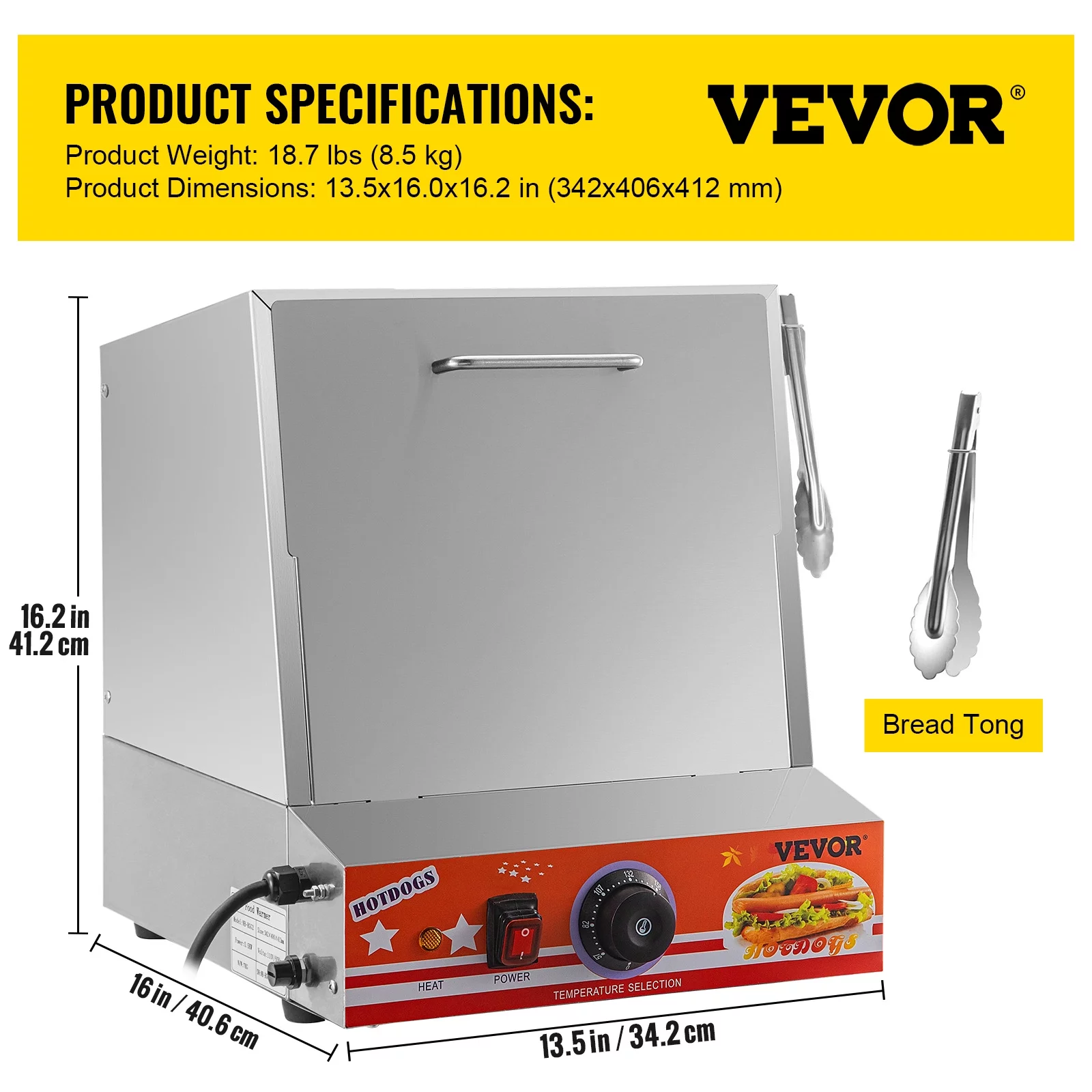 VEVOR Hot Dog Steamer, 36L/32.69Qt, Classic Hut Steamer for 96 Hot Dogs & 30 Buns