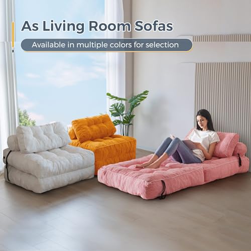 MAXYOYO Folding Sofa Bed, Convertible Sleeper Chair with Pillow Foldable Mattress with Back Support