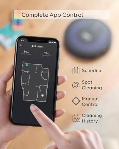 eufy Robot Vacuum C10 with Self Emptying, 8 Weeks Hands Free, Advanced Smart Mapping with LiDAR Navigation, 2.85-Inch Slim Design, Powerful Suction