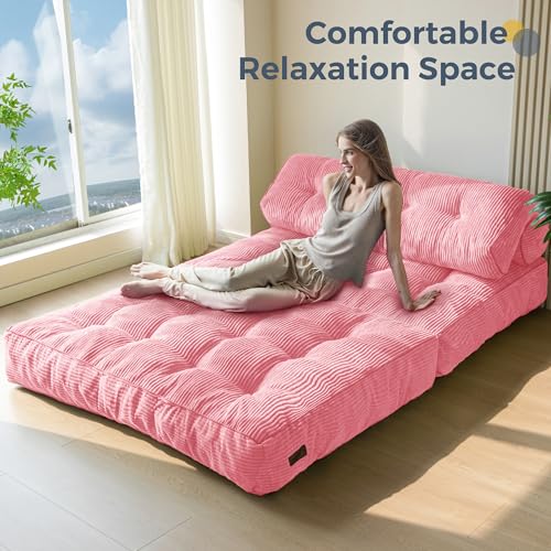 MAXYOYO Folding Sofa Bed, Convertible Sleeper Chair with Pillow Foldable Mattress with Back Support