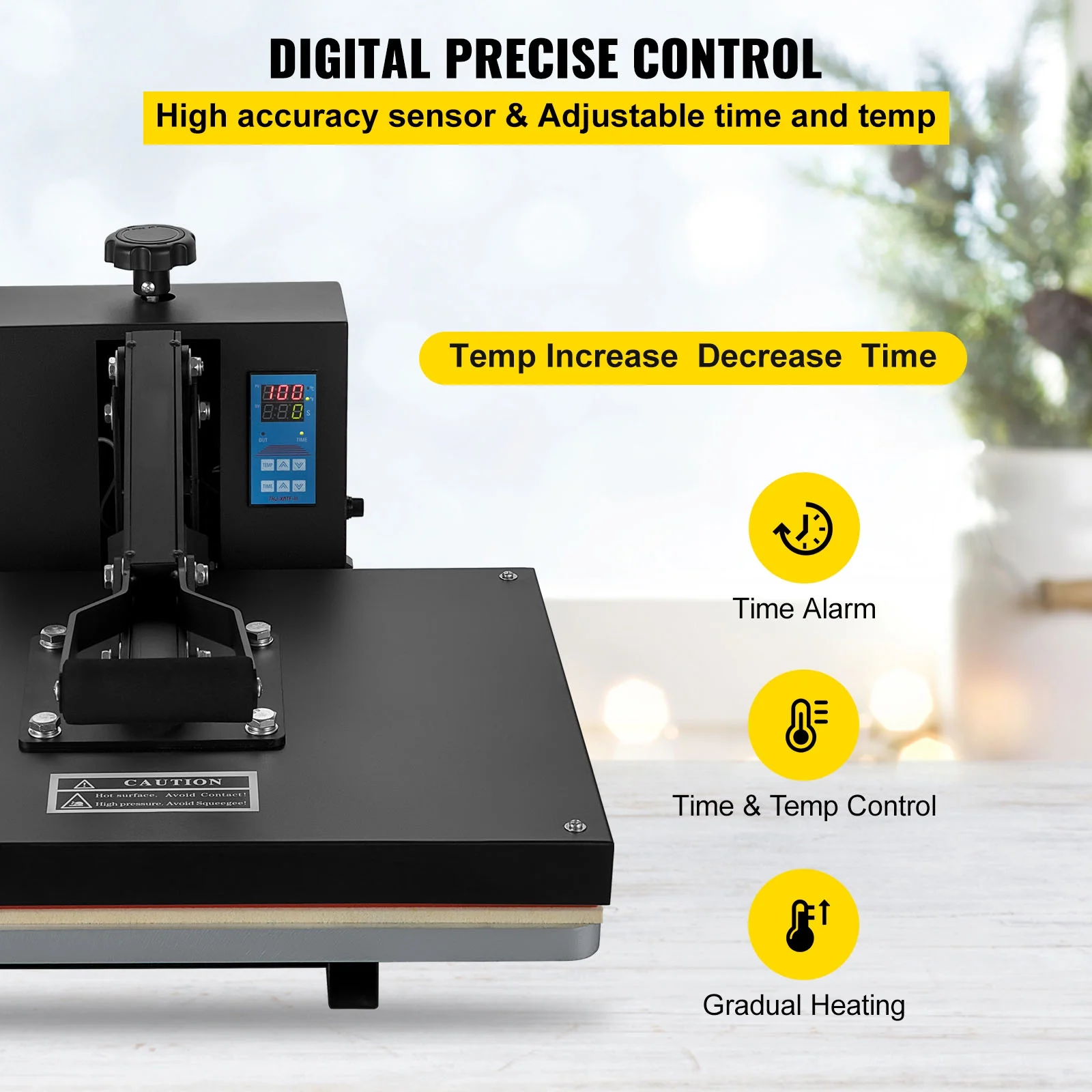 BENTISM Heat Press Machine, 16" x 20" Clamshell Sublimation Transfer Printer Teflon Coated, 1700W Digital Precise Heat Control