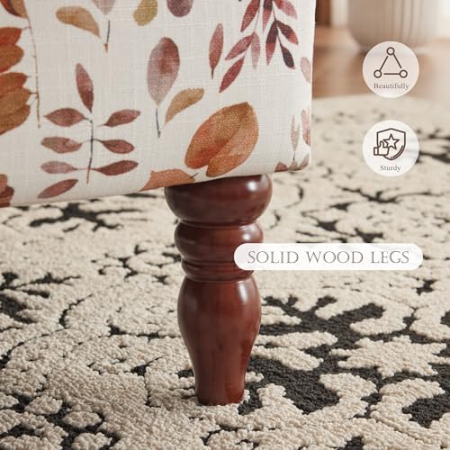 MELLCOM Floral Accent Chair, High Back Upholstered Armchair with Solid Legs, Leisure Single Sofa Chair for Living Room, Bedroom, Home Office