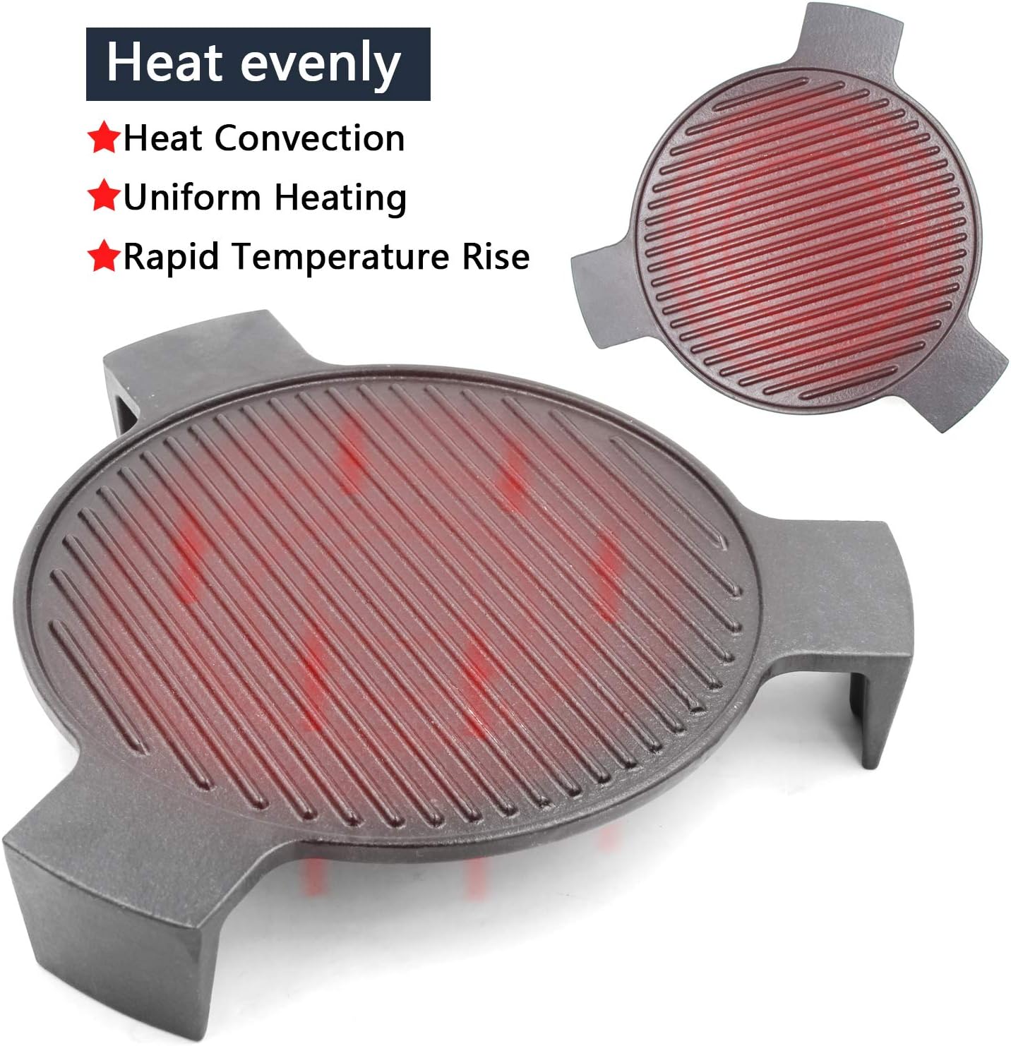 Hongso Cast Iron Plate Setter for Medium Big Green Egg Grill and 15 Diameter Cooking Grills, Kamado Grill, 15 Smoking Stone, Pizza Stone