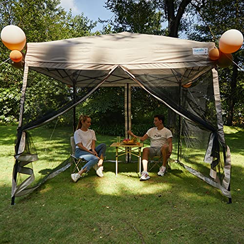 Quictent 6.6'x6.6' Pop up Screened Canopy Tent with Mosquito Netting, Portable Easy up Outdoor Screen House Shelter Fully Sealed for Patio