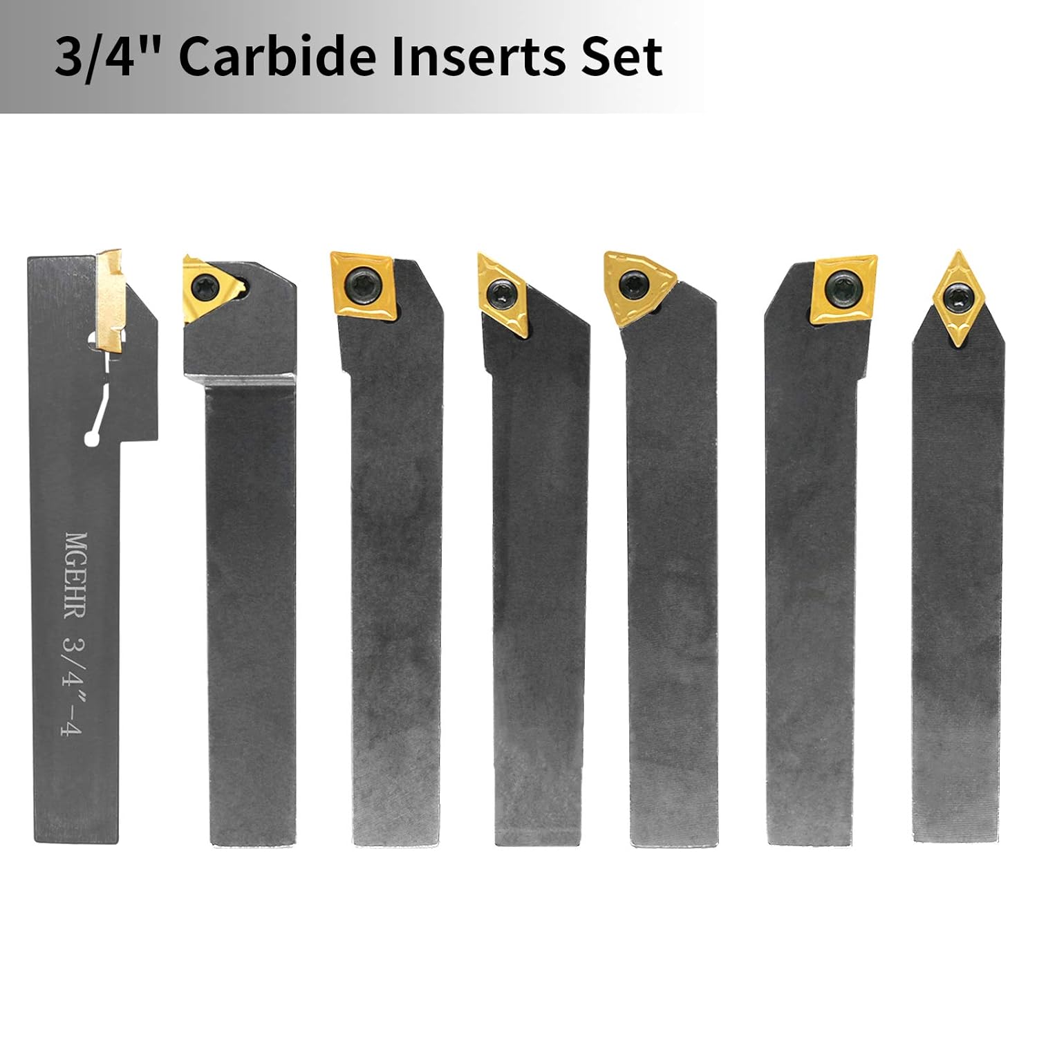 Indexable Lathe Turning Tool,1/2'' Shank 7 Pieces Carbide Turning Tool Set,Metal Lathe Tools Holder with Portable Case