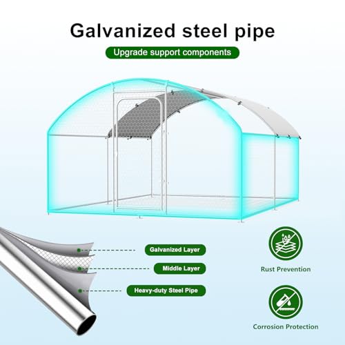 Large Metal Chicken Coop with Waterproof and UV-Resistant Cover
