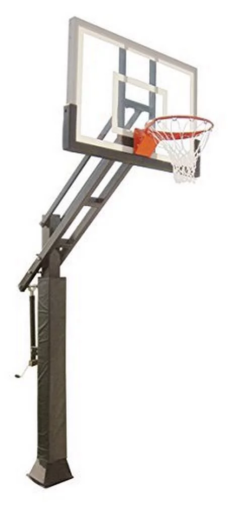 Triple Threat In-ground Adjustable Basketball Goal Hoop with 54" Glass Backboard System for Outdoor Basketball Courts wi - Curated Treasures Market