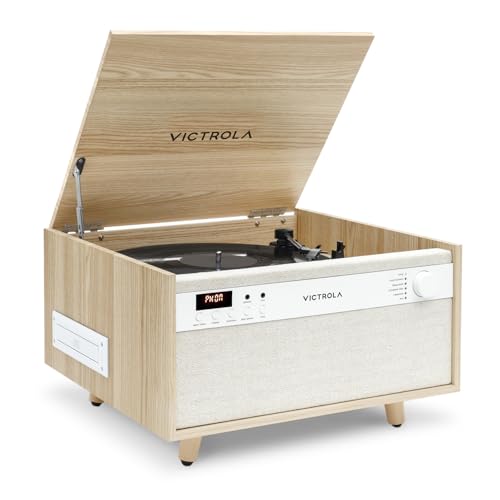 Victrola Century 6-in-1 Vinyl Record Player & Music Center &ndash; 3-Speed Turntable, CD & Cassette Player, VINYLSTREAM, Bluetooth & 3.5mm Aux