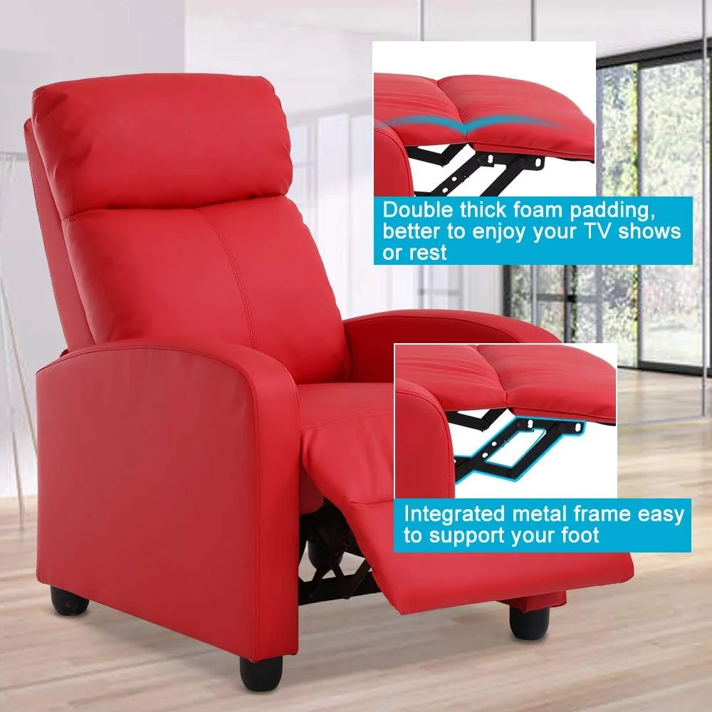 Recliner Chair, Padded Wide Seat Sofa PU Leather Massage Reclining Chair With Footrest & Backrest