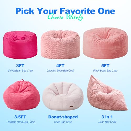 Hobestluk 3 in 1 Bean Bag Chair Giant Bean Bag Chairs Convertible Bean Bag Floor Cushion with Machine Washable Cover