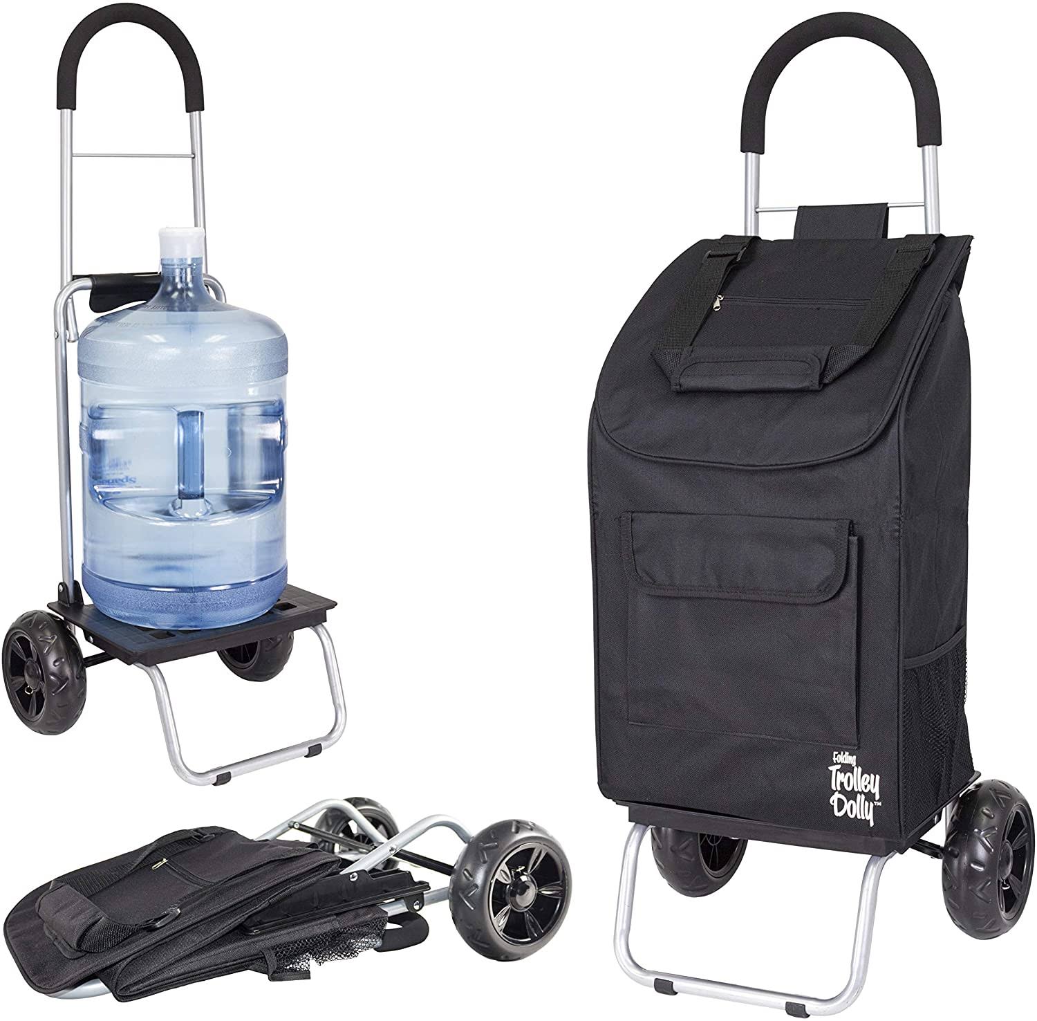 Dbest Products Trolley Dolly, Reflective Shopping Grocery Foldable Cart