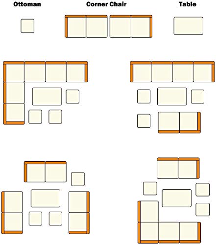 Wisteria Lane Outdoor Patio Furniture Set, 7 Piece Outdoor Dining Sectional Sofa with Dining Table and Chair