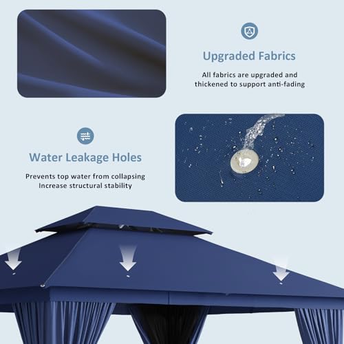 Aoxun 10'x12' Outdoor Patio Gazebo, Heavy Duty Party Tent with Wind-Resistant Ropes