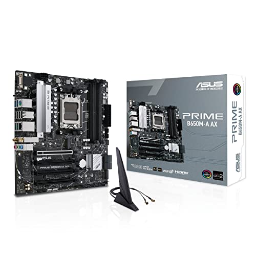 ASUS Prime B650M-A AX AMD B650(Ryzen 7000) Micro-ATX Motherboard(DDR5,PCIe 5.0 M.2,2.5Gb LAN,Wi-Fi 6, DP,USB 3.2 Gen 2 Ports