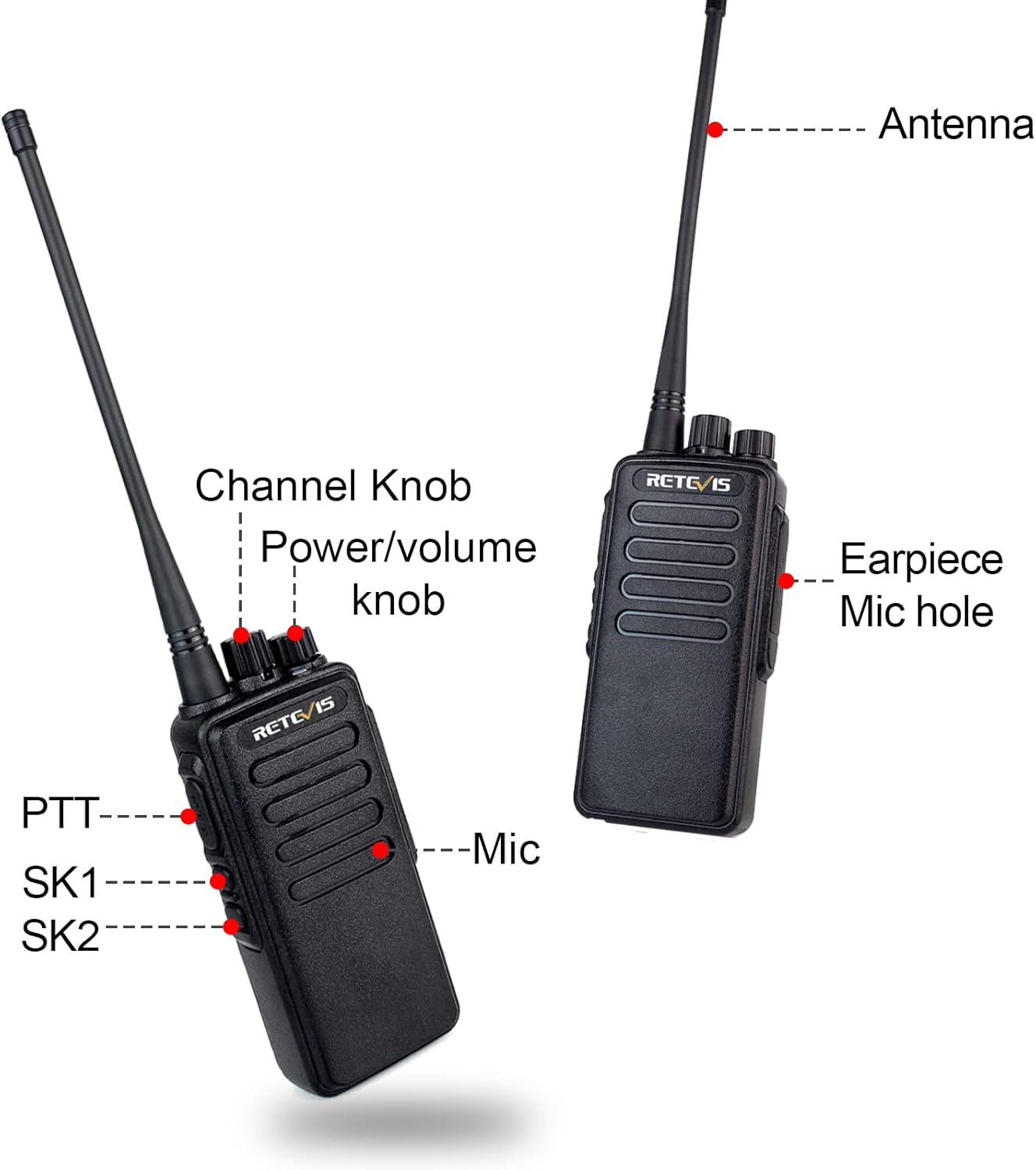 Retevis RT1 Radios Walkie Talkies Long Range,High Power Heavy Duty 2 Way Radio with 3000mAh Rechargeable