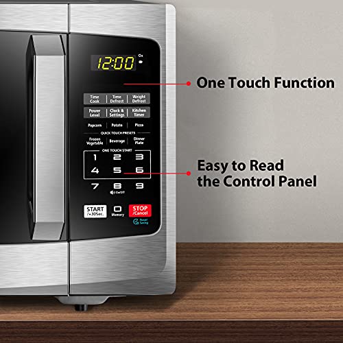 Toshiba ML-EM62P(SS) Large Countertop Microwave with Smart Sensor, 6 Menus, Auto Defrost, ECO Mode, Mute Option & 16.5" Position Memory Turntable