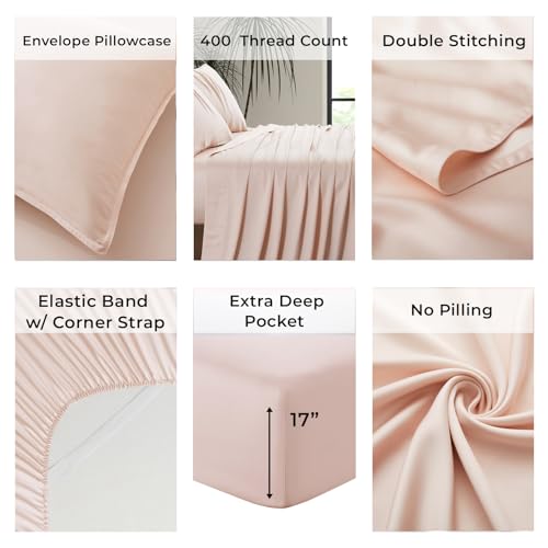 Luxury Bamboo Market | Queen Size Bed Sheet Set | 100% Viscose Made from Bamboo | Organically Grown | Ultra Soft | Cooling Sheets for Hot Sleepers |