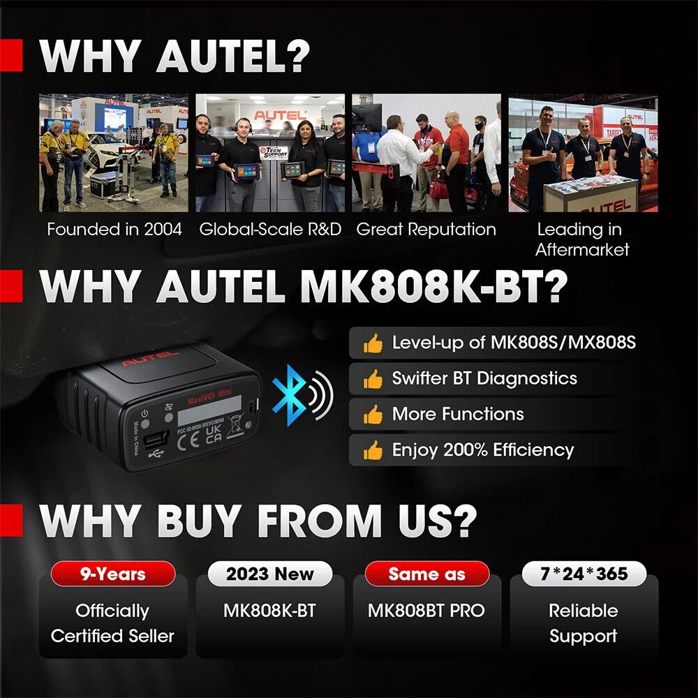 Autel MaxiCOM MK808K-BT Bidirectional Car Diagnostic Scanner Same as MK808BT PRO