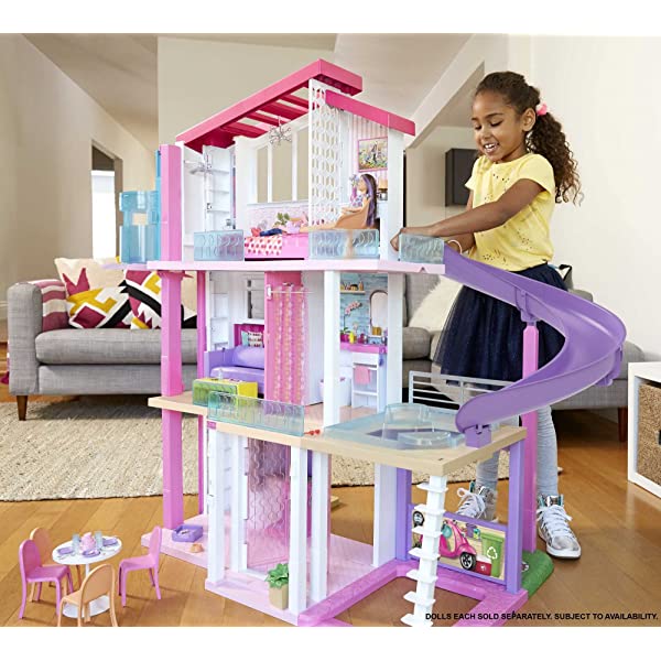 Barbie Dreamhouse Dollhouse with Wheelchair Accessible Elevator, Pool, Slide and 70 Accessories Including Furniture and Household Items