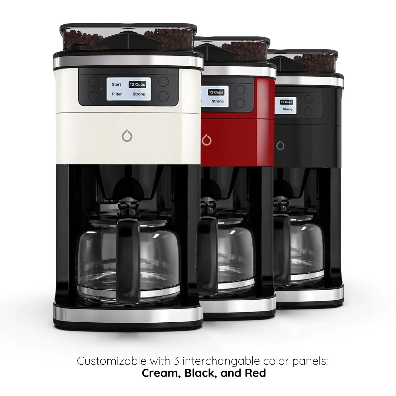 Smarter Brand iCoffee Brew Coffee Maker with Built-in Grinder and Smarter App, Red, New