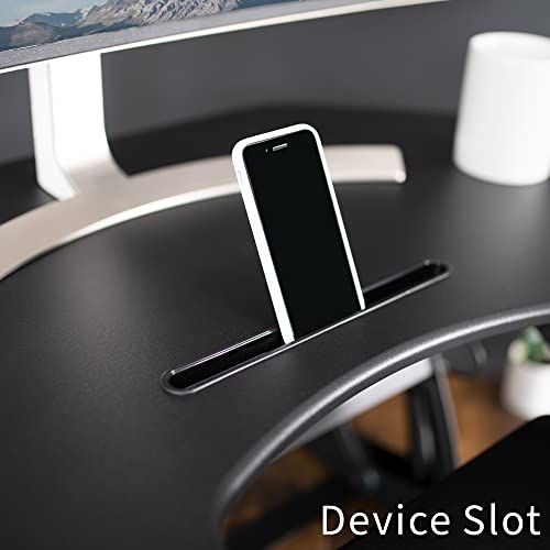 VIVO 43 inch Corner Electric Height Adjustable Cubicle Stand Up Desk Converter, VE Series, Sit to Stand Tabletop Dual Monitor Riser with USB Port