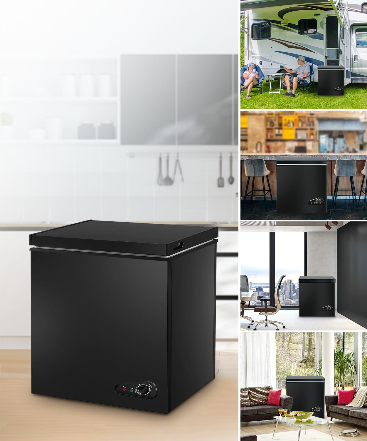 Deep Freezer, 3.5 Cu.Ft Chest Freezer, Small Top Door Deep Freezer with 7 Adjustable Temperature and Removable Basket