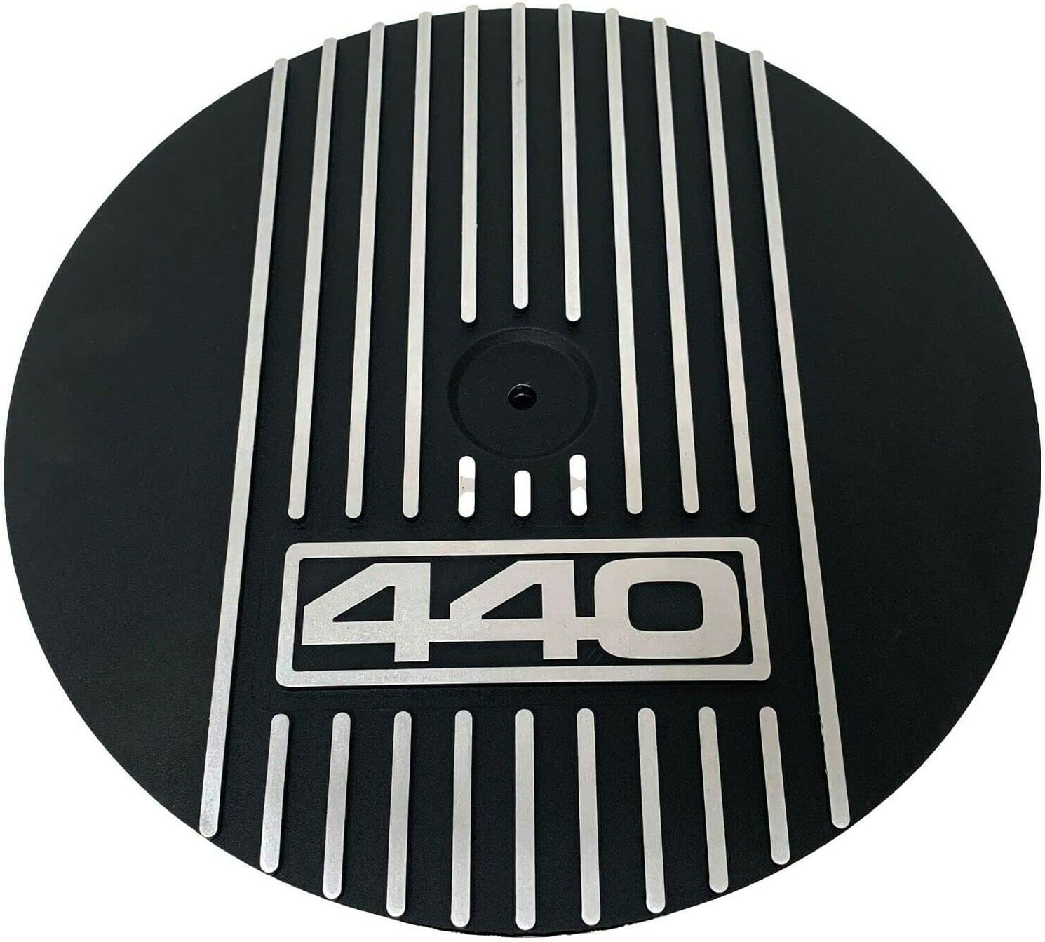 13" Round 440 Air Cleaner Lid Kit - Black Finned, Fits Mopar 440