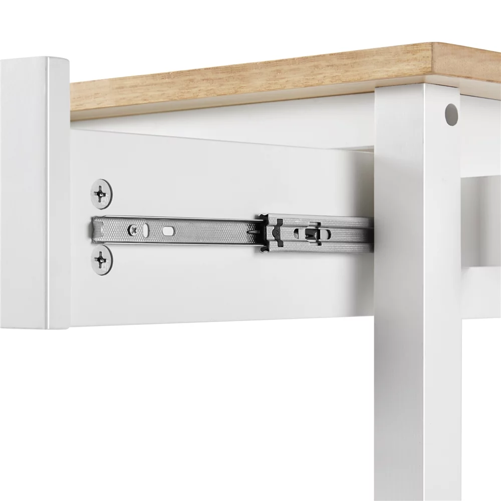 Topeakmart Kitchen Island Cart with Wheels Storage Drawer Solid Wood Countertop, White