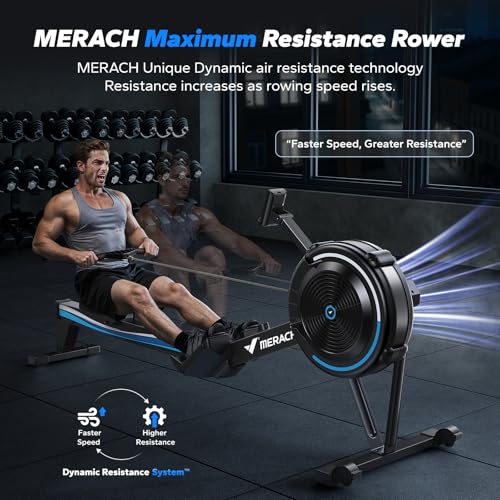 MERACH Rowing Machines for Home, Adjustable Air Resistance Professional Indoor Rowing Machine, Ergonomic Comfort Seat